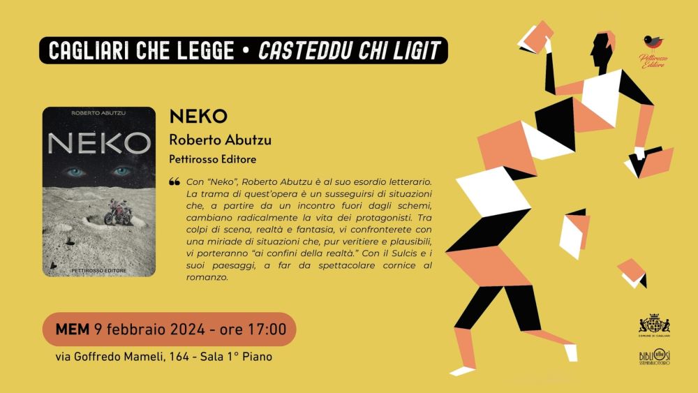 Neko Cagliari che legge 9 febbraio Biblioteca MEM